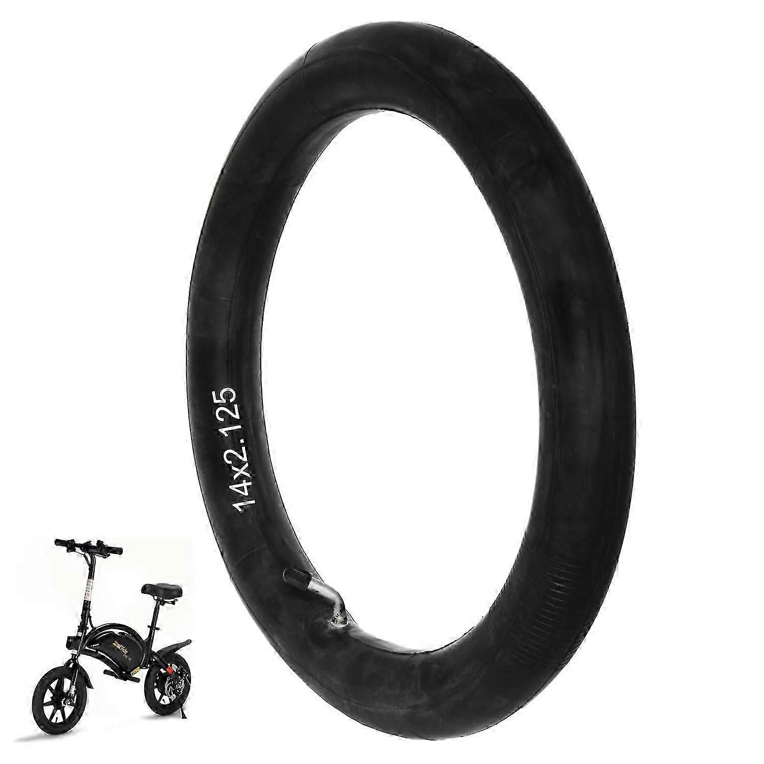 Bicycle Inner Tube 14 x 2.125 cm 14 Inch Angled Valve for Balance Bike, Folding Bike, Stroller, Black