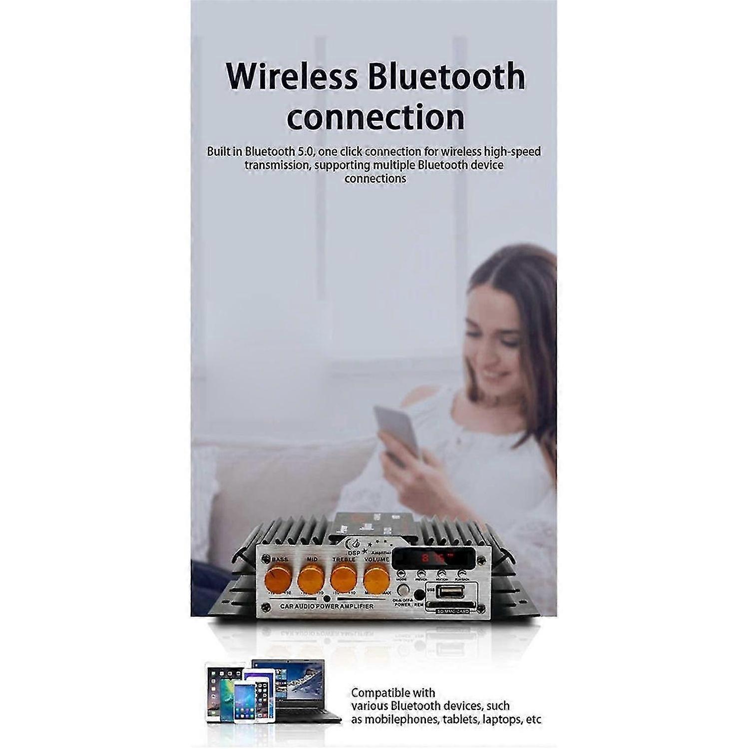 Car 12v Car Power Amplifier Bluetooth Mini Small Power Amplifier Speaker Amplifier Amplifier for Home Use Car