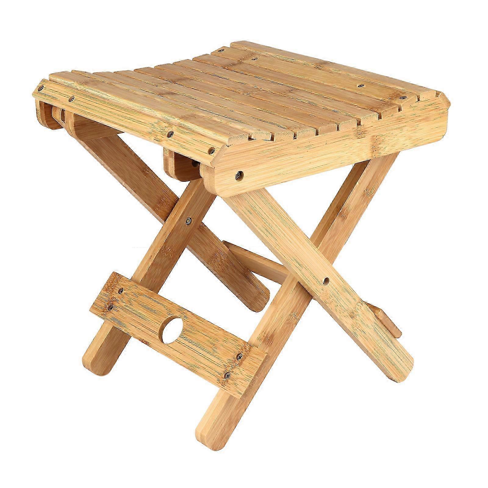 Portable Bamboo Folding Stool, Home and Shower Use, Compact Size 2025