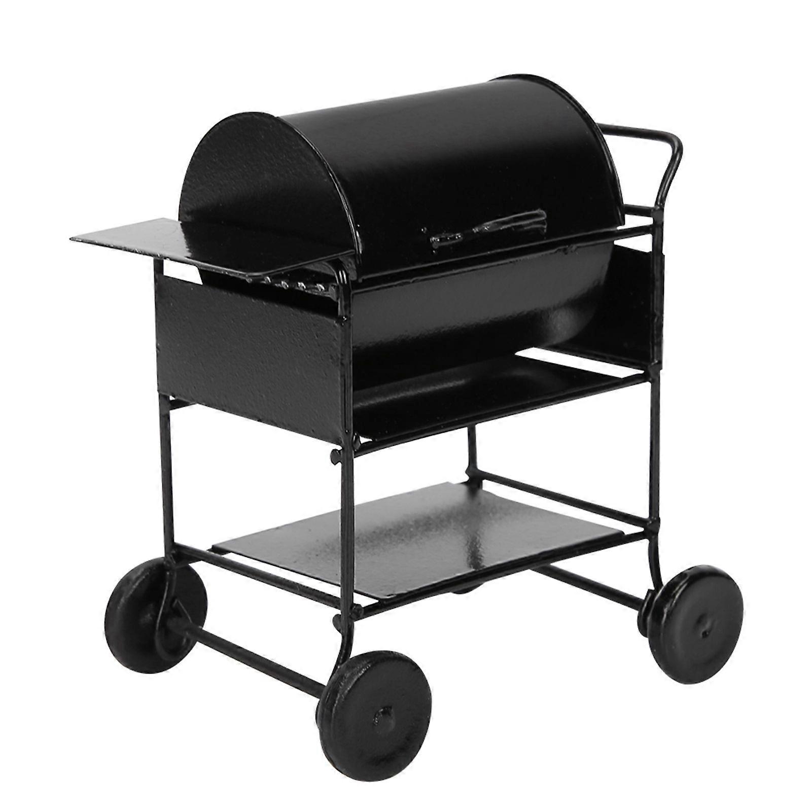 Doll House Accessories Mini BBQ Rack Handcart Kitchen Simulation Ornament 1:12