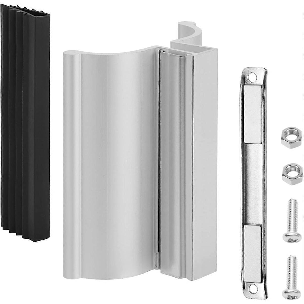 Stainless Steel U-Channel with Magnet, 3Inch Chrome Frameless Shower Door Handle with Metal Strike