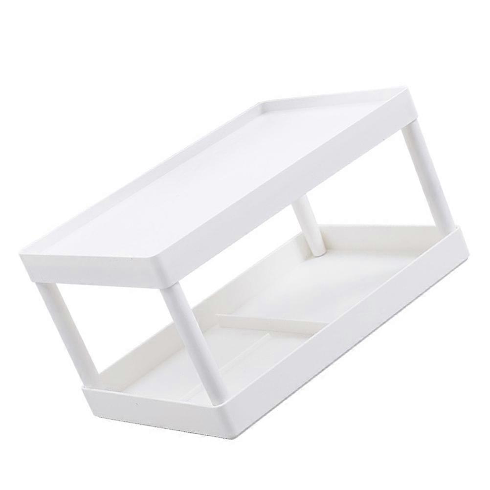 White Double-Layer Cosmetic Rack Creative Makeup Organizer Stand for Home Use