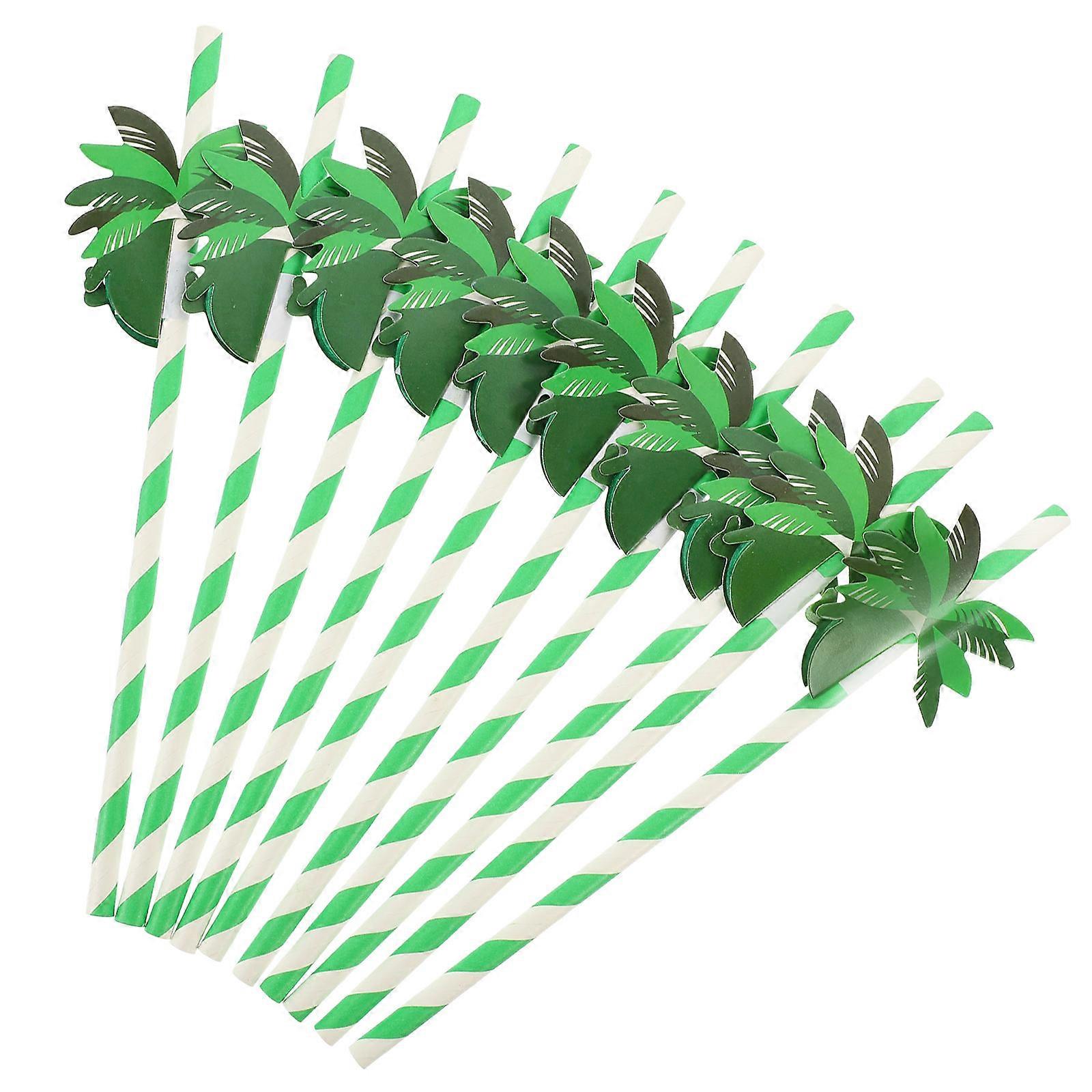 Coconut Tree Paper Straws Drinking Straws Hawaiian Party Outdoor Picnic Straws Drinking 50Pcs