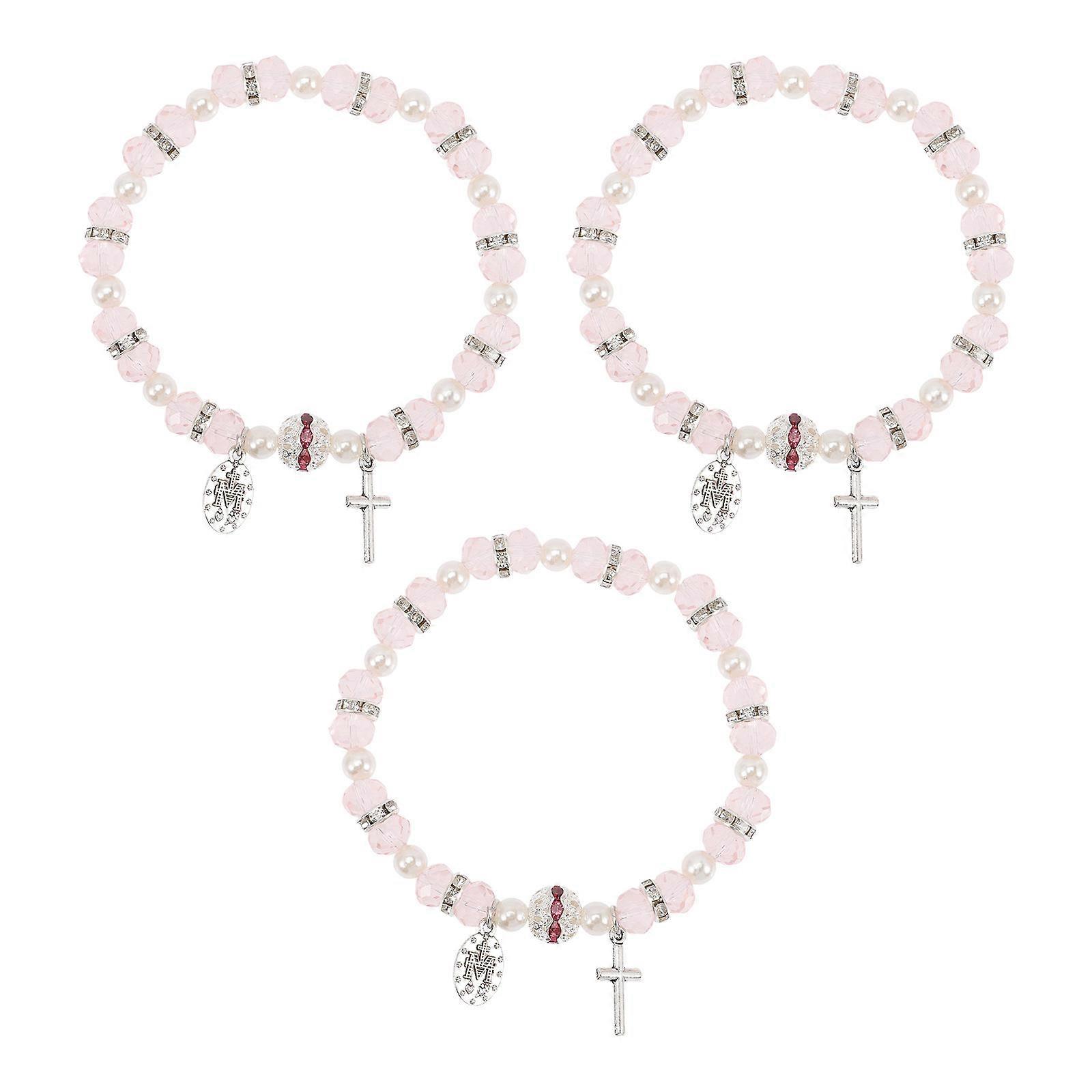 Elegant Crystal Hand Chain Cross Bracelet for Decor 3Pcs Pack