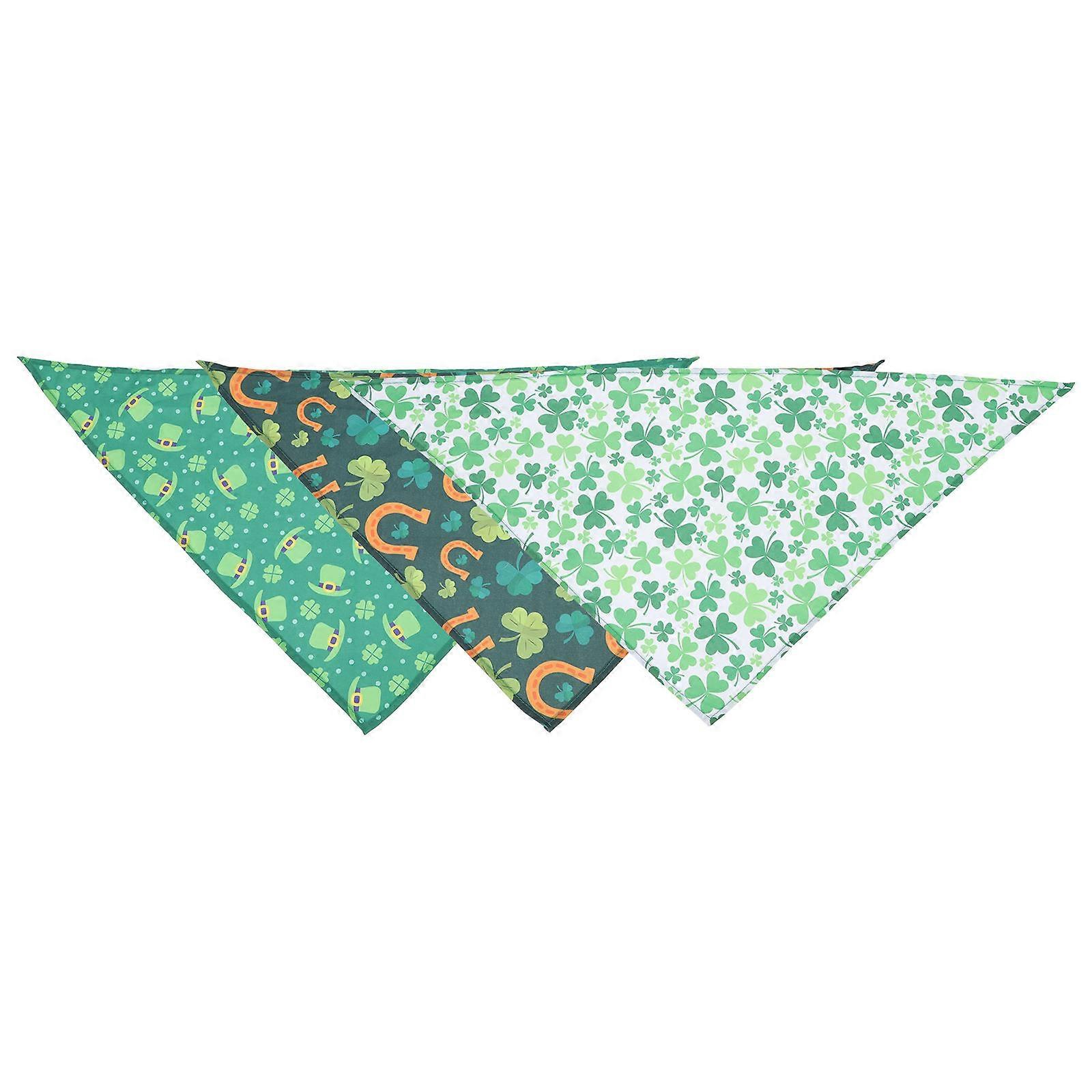 Dog Triangular Scarf Pet Collar for Pet 3Pcs Green Comfortable Polyester