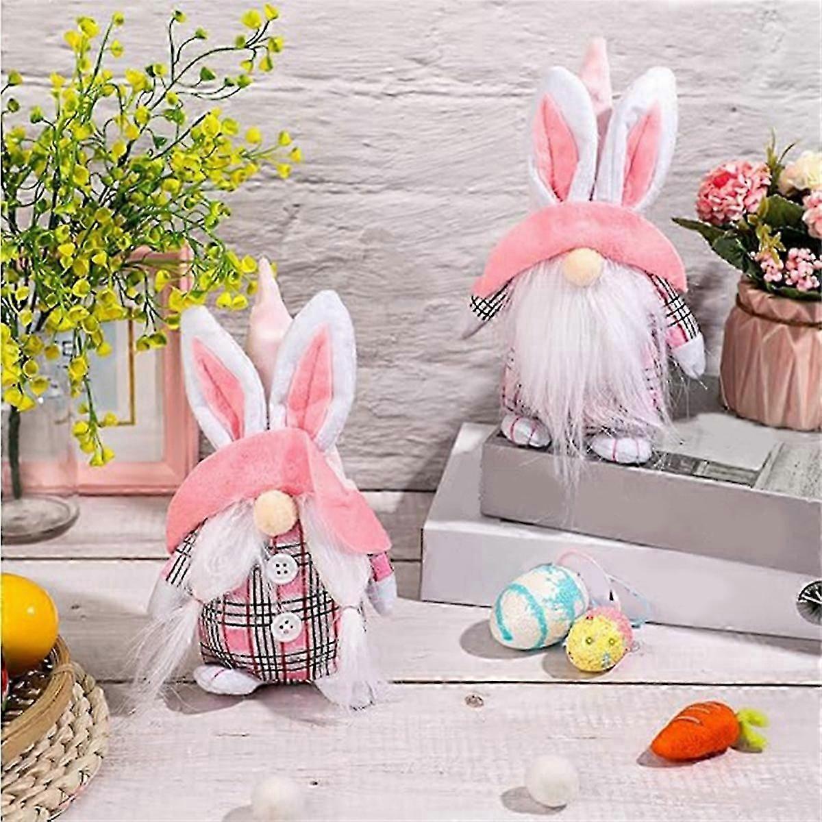 2 Pieces Bunny Gnomes Rabbit Easter Gnome Elf Dwarf Holiday Home Decor Spring Easter Decoration Coll