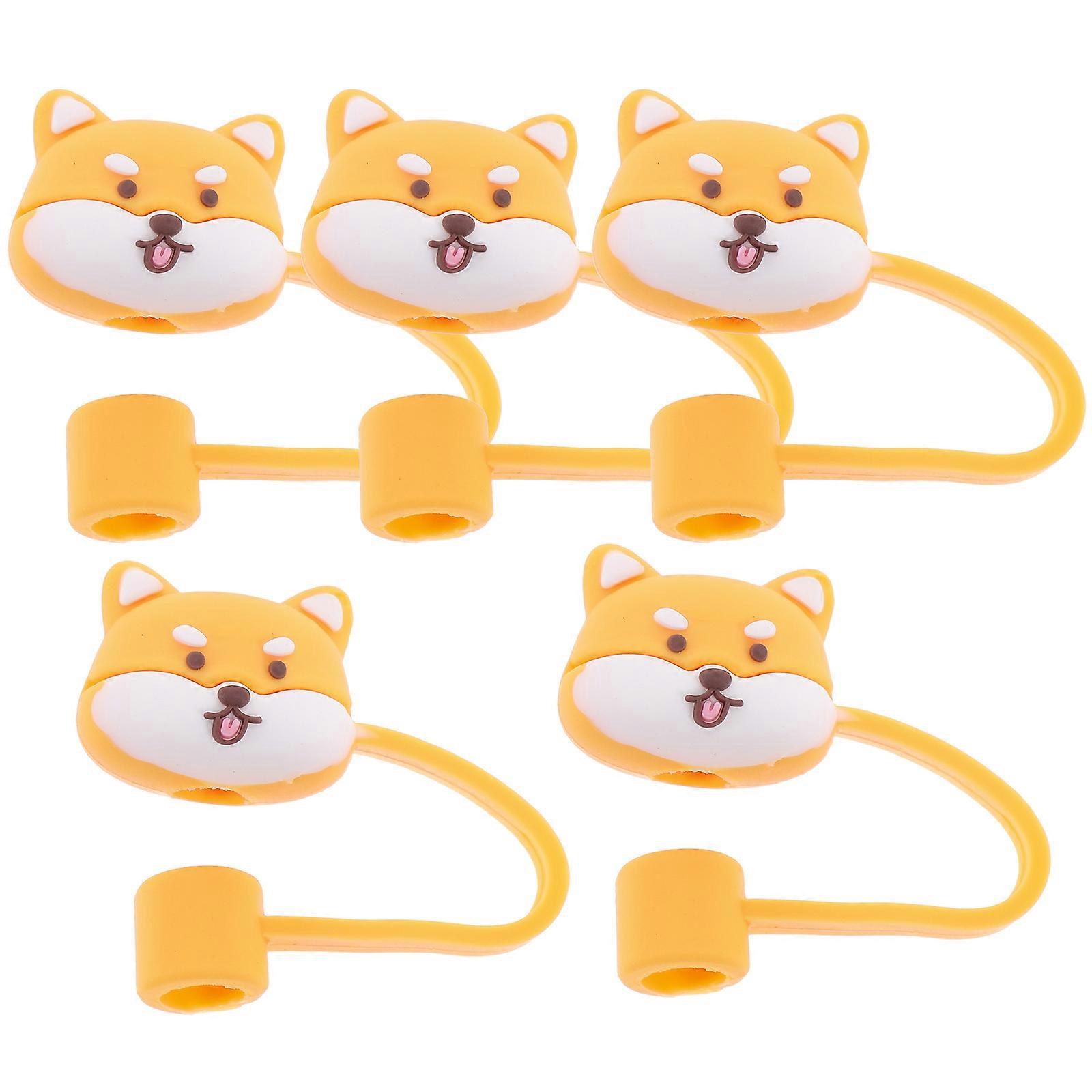 Absorbent Straw Cap Set Made of Silicone for Drinking Use 5Pcs