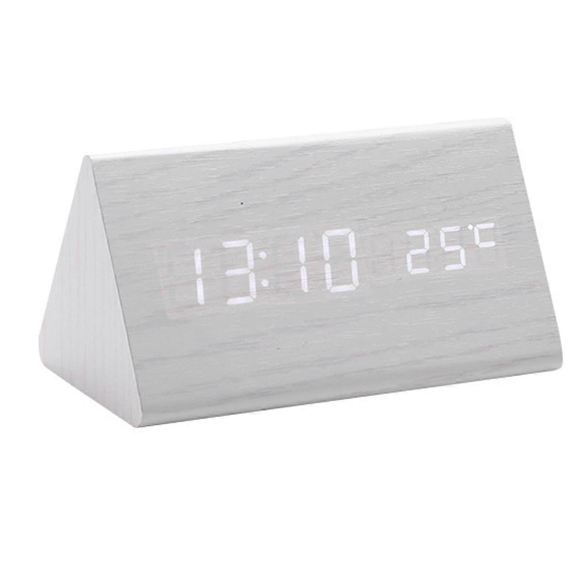 Digital Clock Wooden Sound Control LED Alarm Clock with Temperature