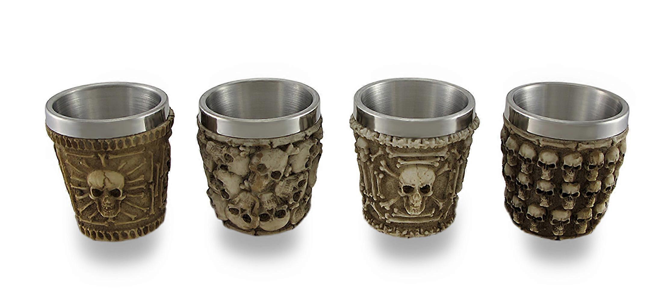 Set of 4 Human Skull Themed Shot Glasses