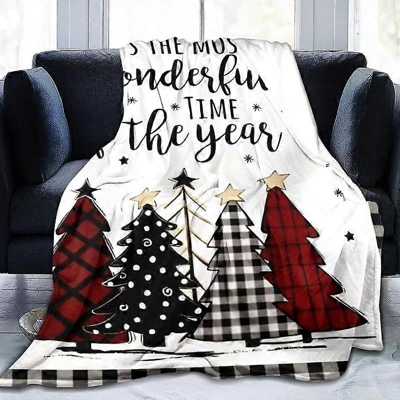 Christmas Tree & Snowflake Pattern Blanket, 1 Count Soft Warm Throw Blanket, Air-conditioned Room Blanket, Warm Nap Blanket for Home & Office