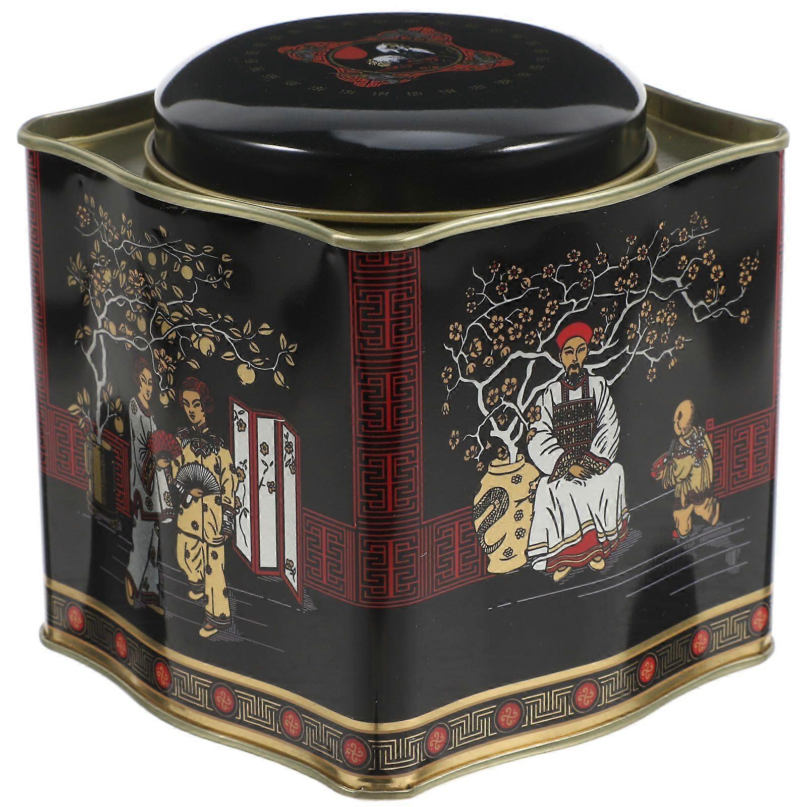 Square Metal Tins Vintage Decorative Tin Containers with Lids for Cookies Tea Coffee Retro Metal Storage Box for Snacks and Loose Tea