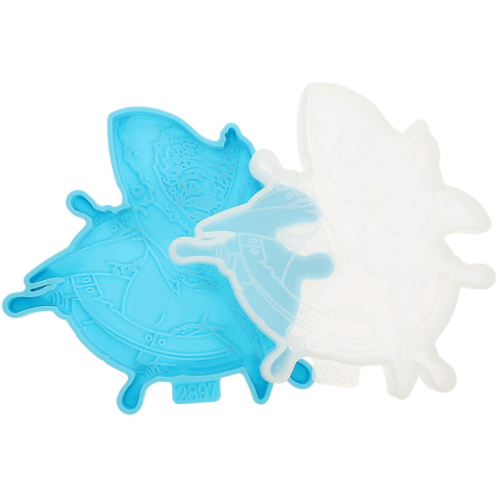 Resin Casting Mold Shark Shape Cup Mat Mold for DIY Use 2Pcs