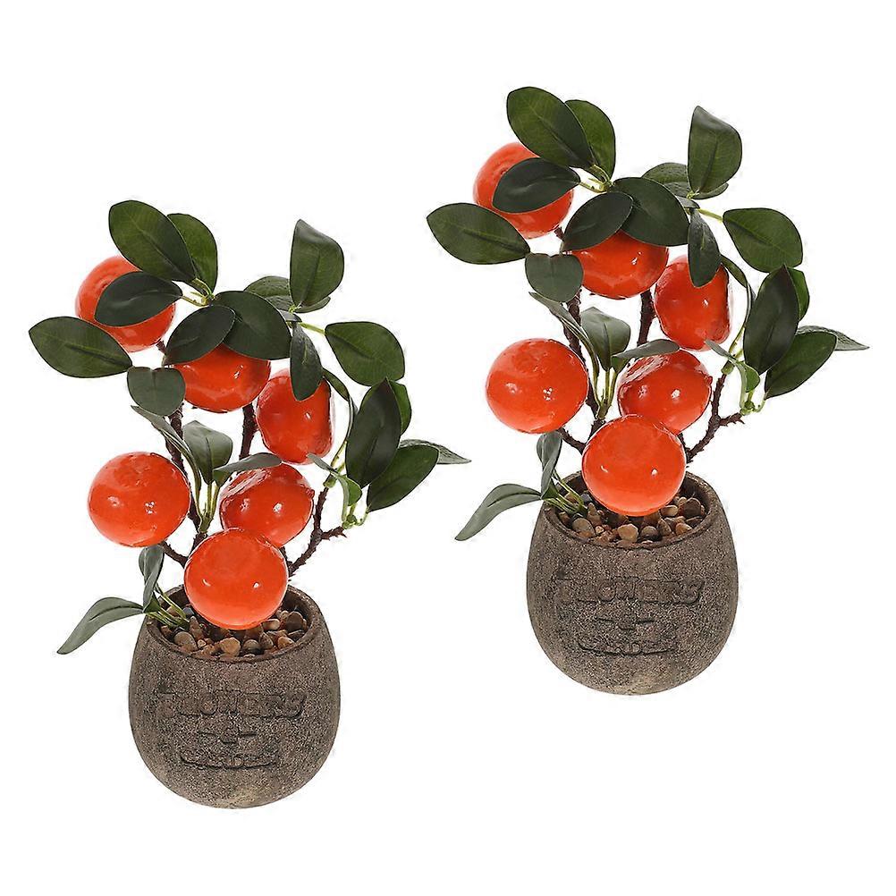 Artificial Fruit Tree Desk Basin Pot Decor for Office 4Pcs Faux Fruit Tree