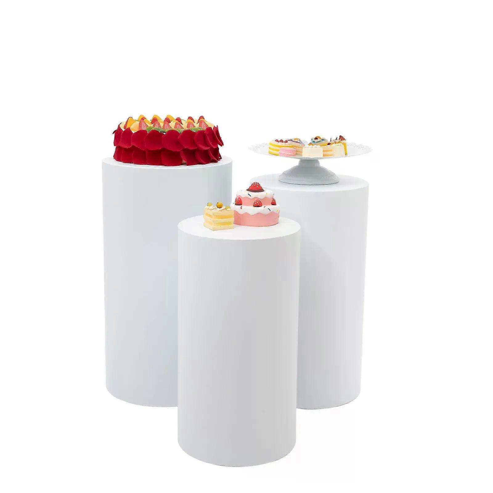 Cylindrical Display Stands Three-tier Cake Display Stand 3-Piece Set with Different Heights for Weddings and Banquets