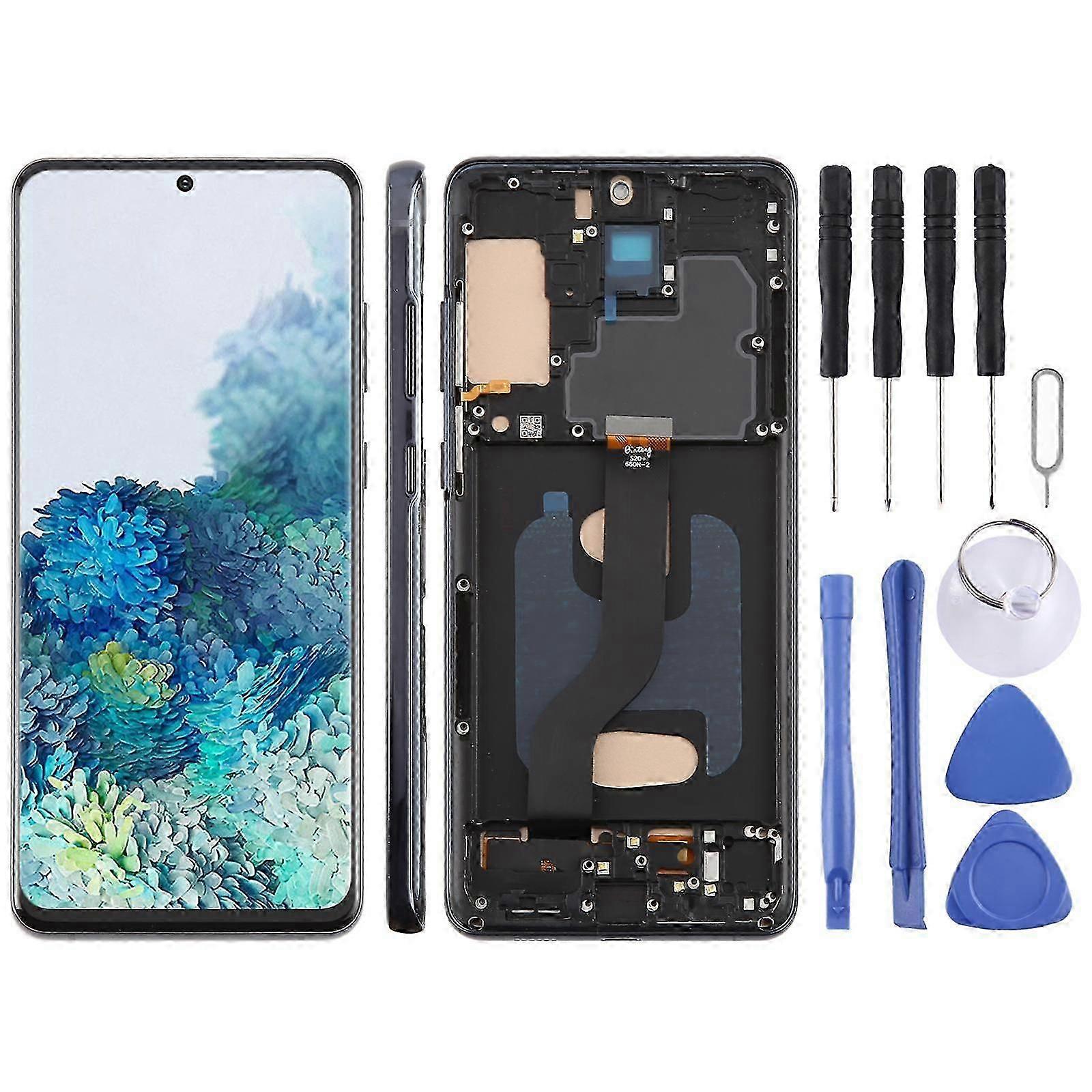 لجهاز Samsung Galaxy S20 + SM-G985F 6.58 بوصة TFT LCD شاشة محول رقمي تجميع كامل مع إطار ، لا يدعم تحديد بصمات الأصابع