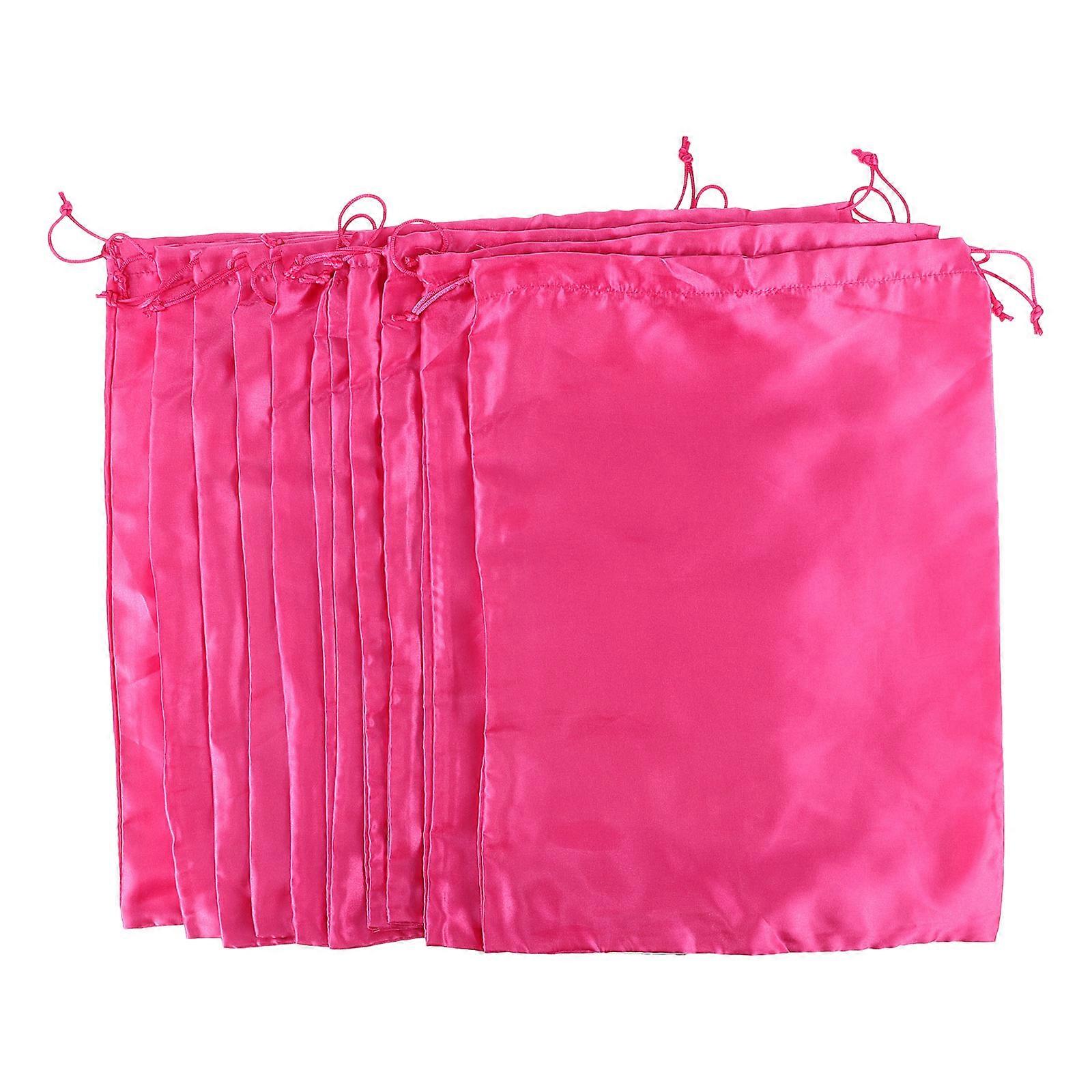 Wig Pouches Drawstring Bag for Storage Satin Material 10Pcs Pink