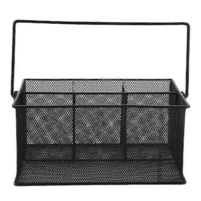 Cutlery Storage Basket with 4 Compartments, Mesh Flatware Holder