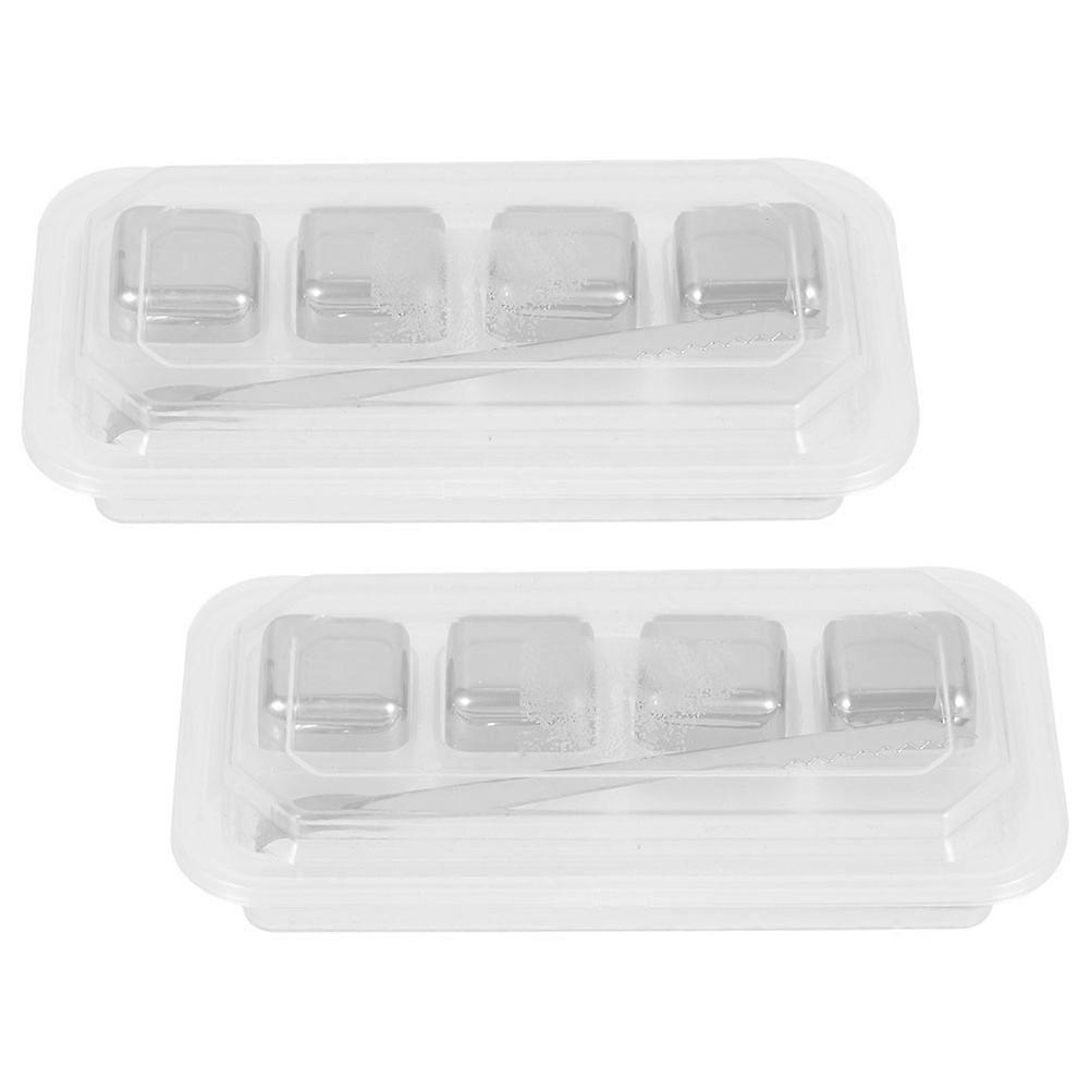 Whiskey Stones Steel Ice Cubes for Bar Use 4Sets Reusable Cooling Gift