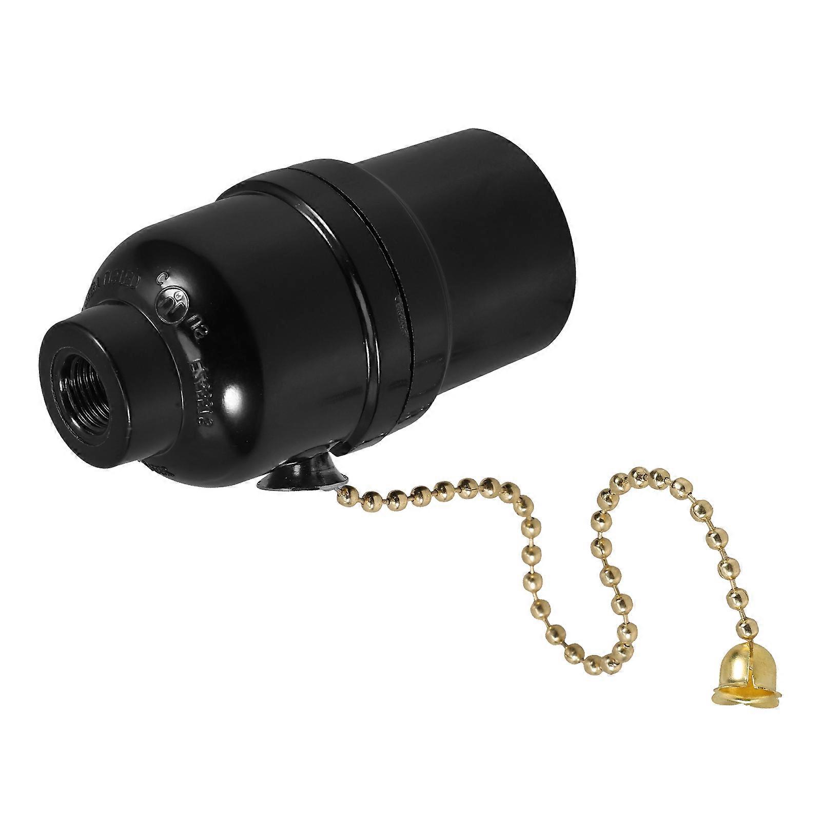 Pull Chain Ceiling Light Fixture E27 Lamp Holder For Elegant Residential Use In Black 5Pcs