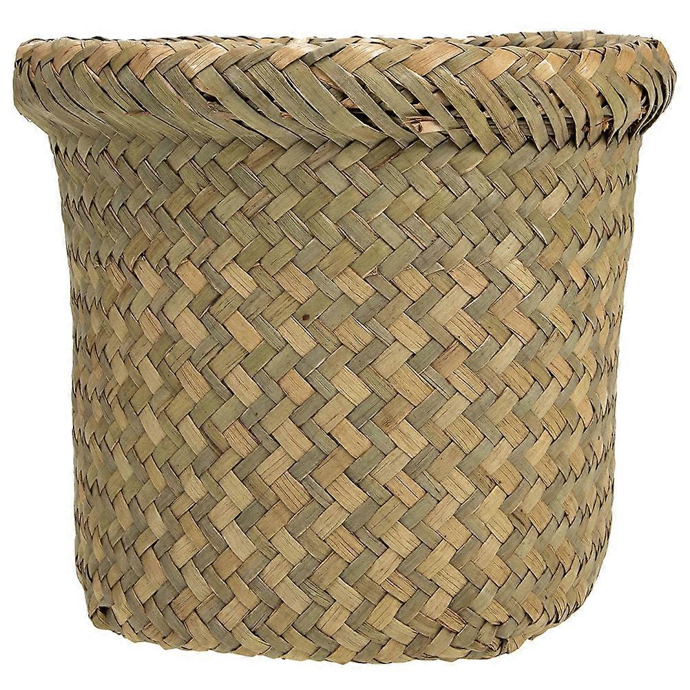 Seagrass Waste Basket Small Round Basket for Organization and Waste Storage in Khaki Color with Durable Construction 1Set