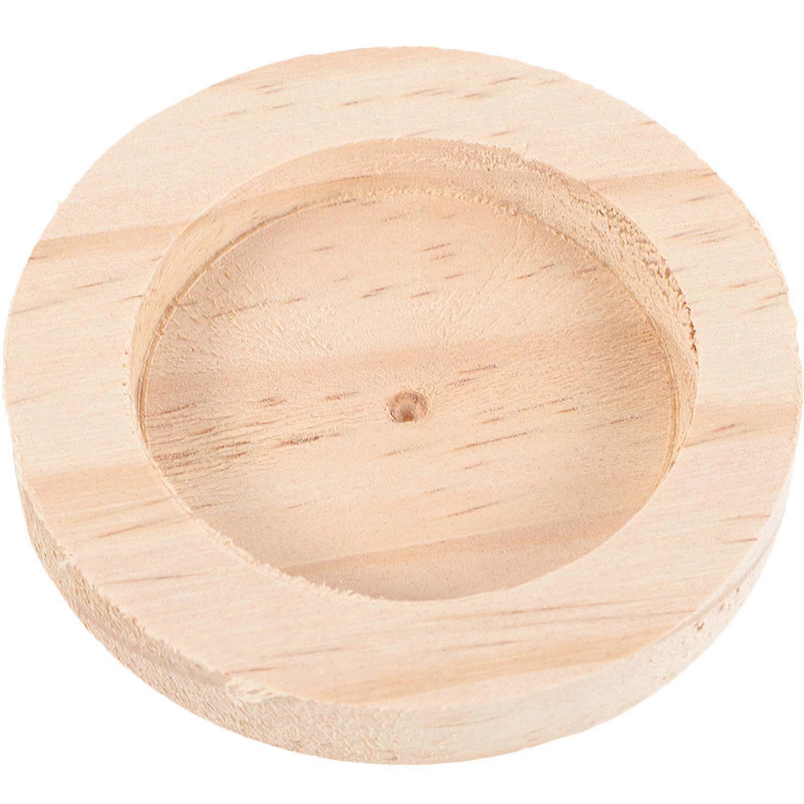 Hamster Wooden Food Bowl 5Pcs Small Animal Feeding Dish Indoor Pet Use Beige Round Feeding