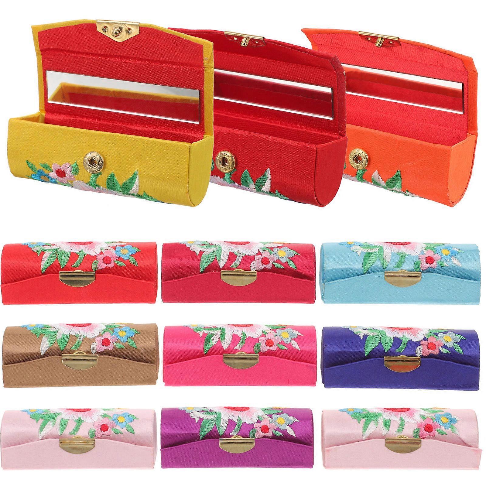 Lipstick Organiser Box 12Pcs Rectangular Lipstick Storage Box Daily Use Assorted Color Snap Button Design