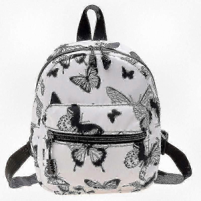 תרמיל מיני ניילון לבן אופנתי עם הדפס חיות לנשים ונערות - תיק בית ספר מסוגנן