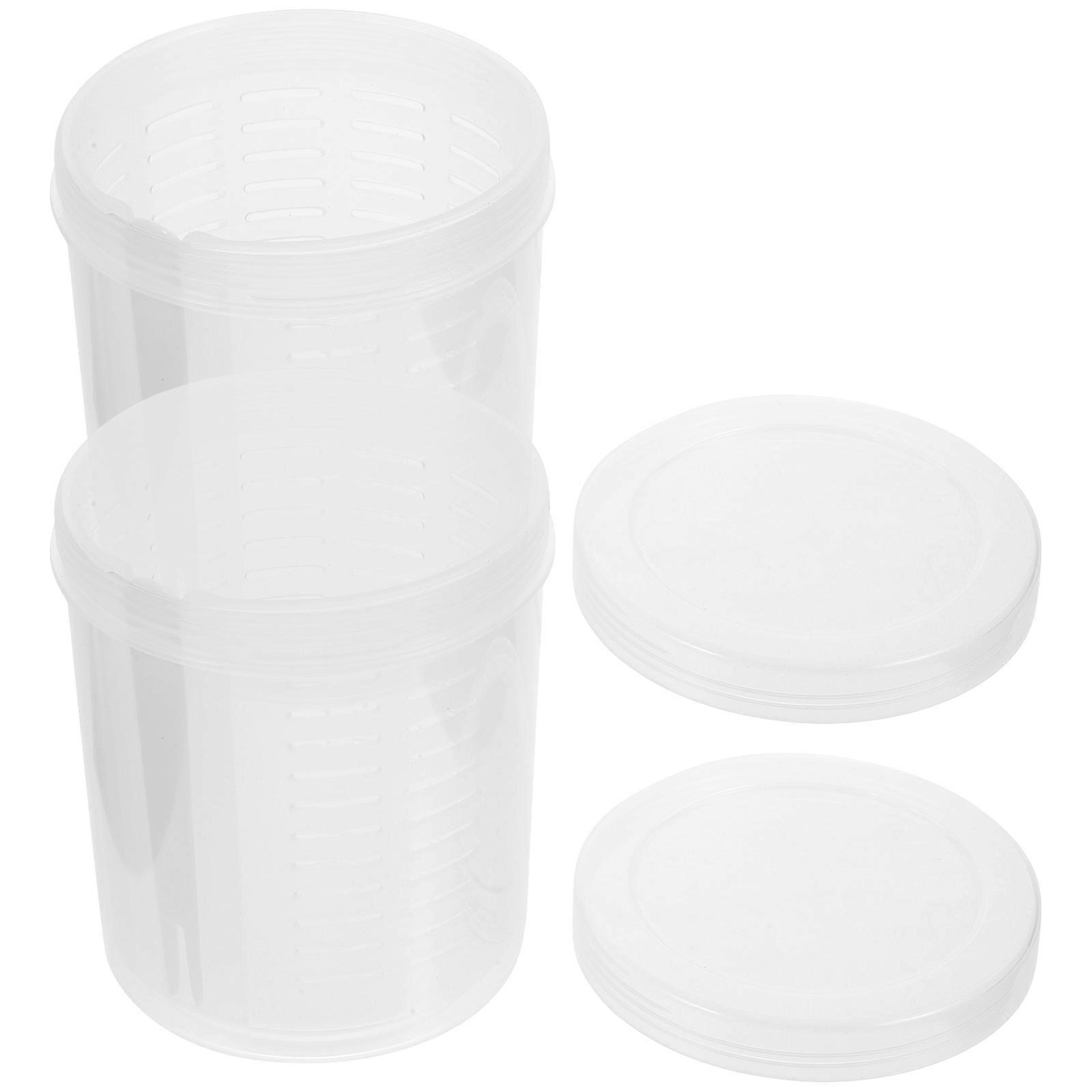 Transparent Fruit Storage Box for Storage 4Pcs Portable Double Layer Sealing Cases