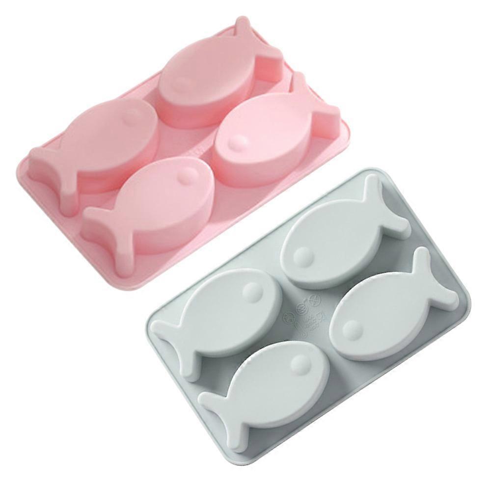 Fish Ice Cube Tray Silicone Mold for Cake Decorating 4Pcs Pink