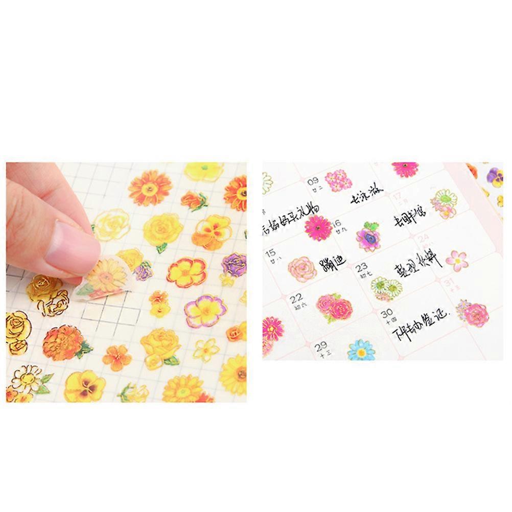 Beautiful Stickers for Scrapbooking and Crafts Lovely Flower Patterns 6Pcs 6 Different Sheets 16.2x8.2cm Washi Reusable