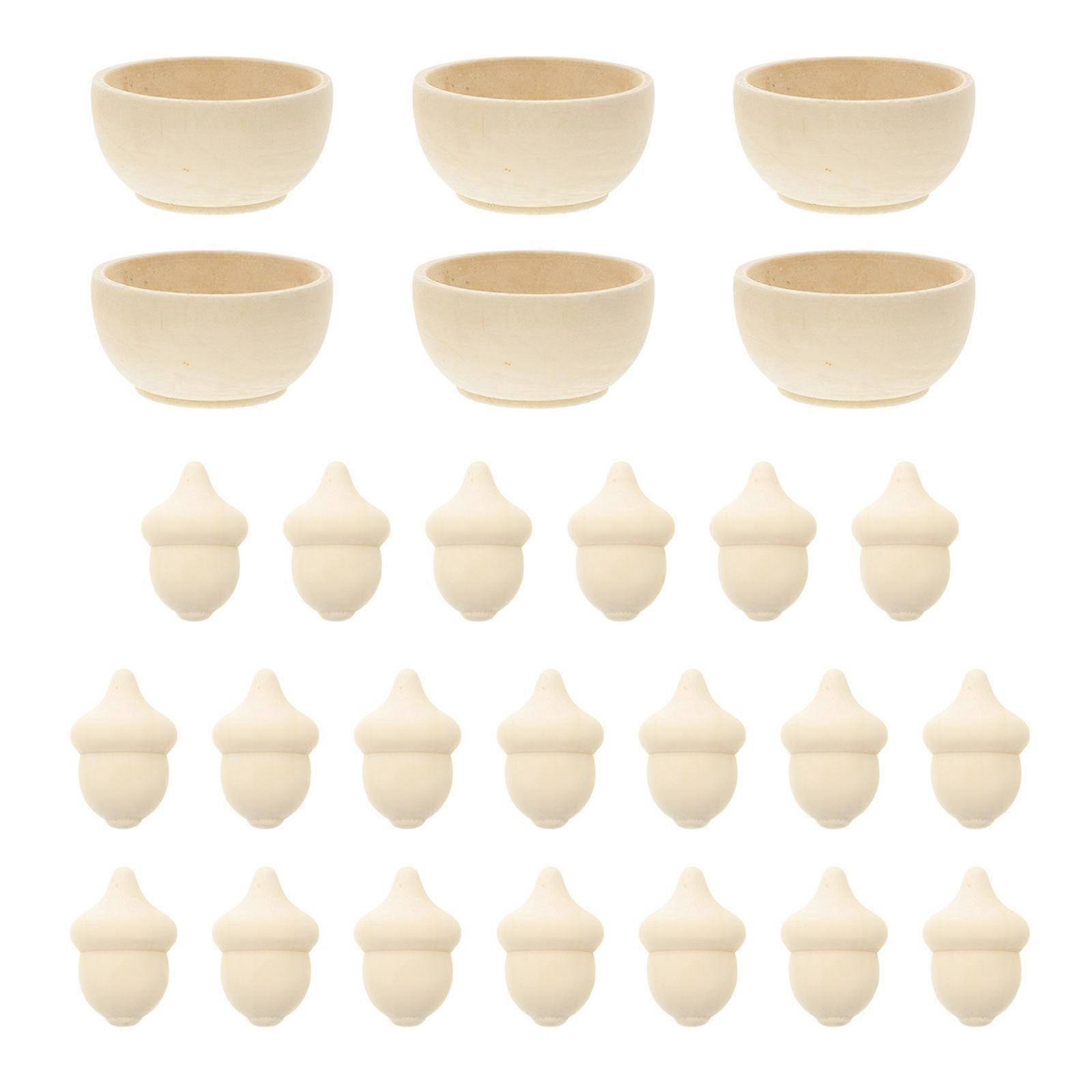 Kids Counting Toy Wooden Acorns Kit for Playing 40Pcs with Bowls