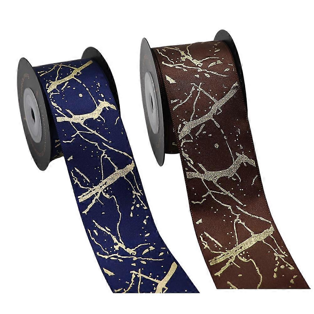 Bronzed Birthday Ribbon Gold Blocking Polyester Wrapping Ribbon 6 Rolls