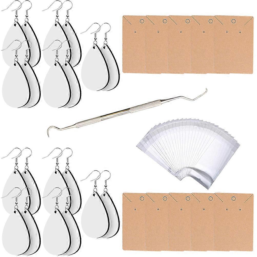 Water Drop Earrings Blanks Jewelry Craft Teardrop Accessory Smooth Surface Design 1 Set