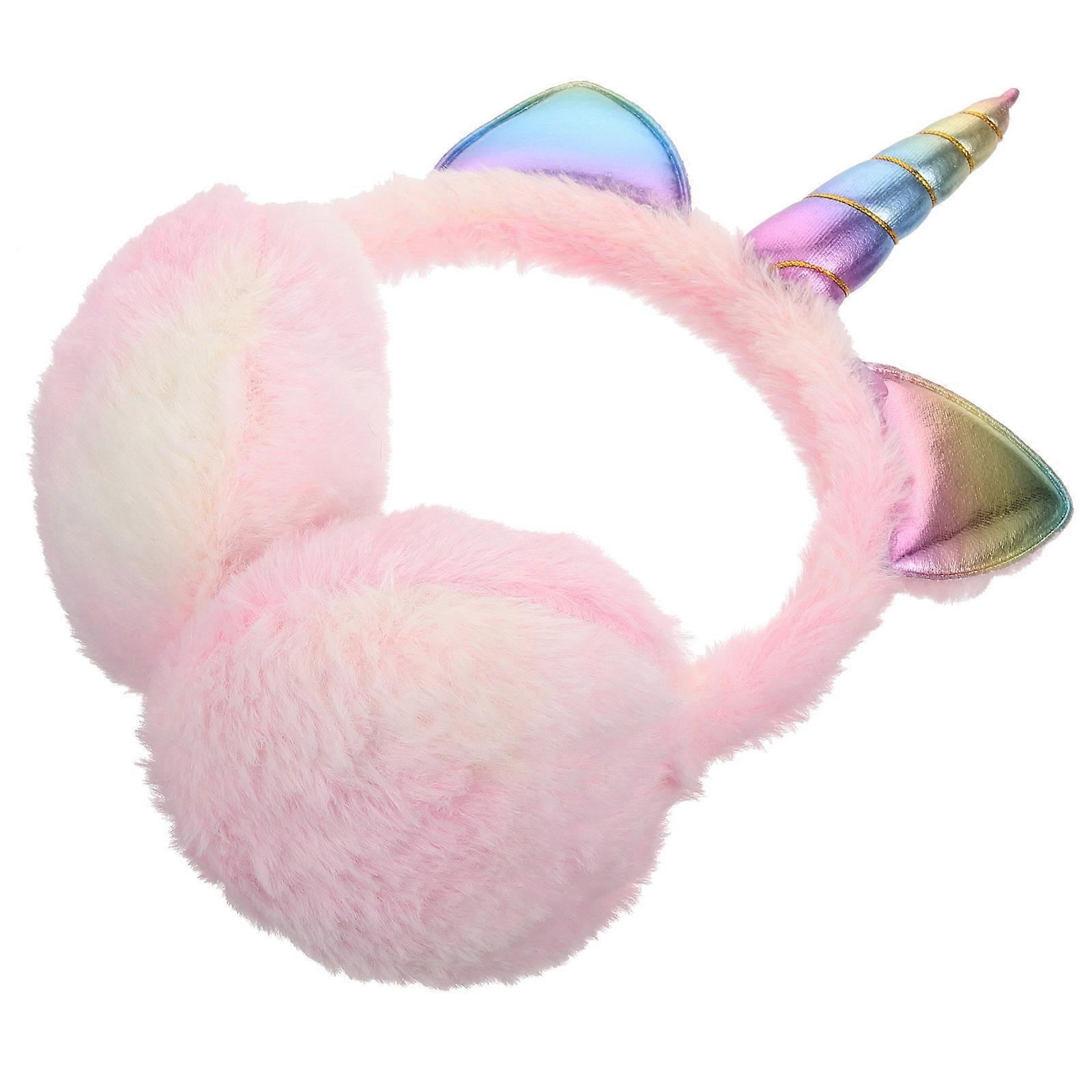 Warm Earmuff Headband for Protecting Use 3Pcs Winter Plush Unicorn Pink