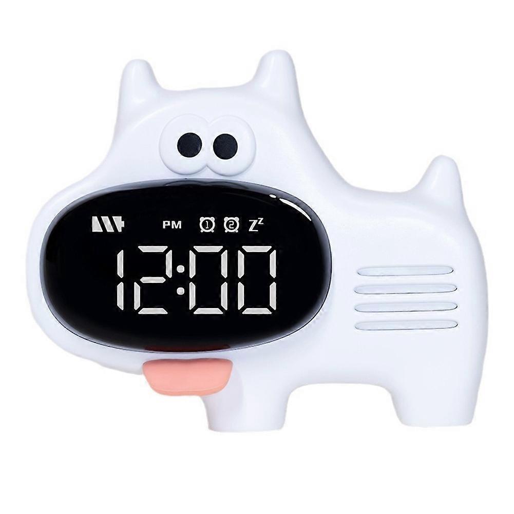 Big Nose Dog Clock, Hour Announcement, Five Sets of Alarm, Usb Charging, Snooze Alarm White
