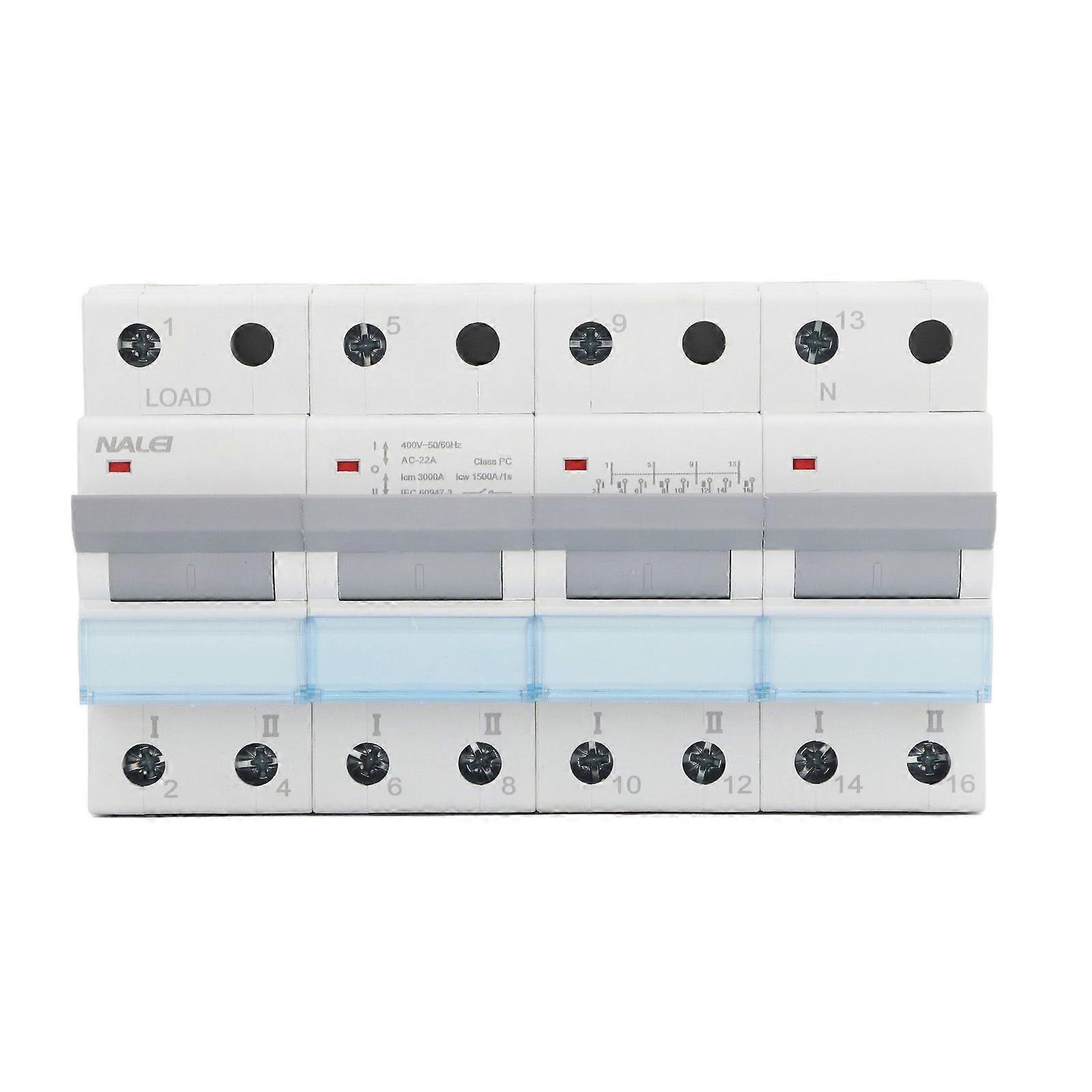 400VAC Dual Power Manual Transfer Switch DIN Rail Mount Single Side Interlock Circuit Breaker 4P MTS 125A
