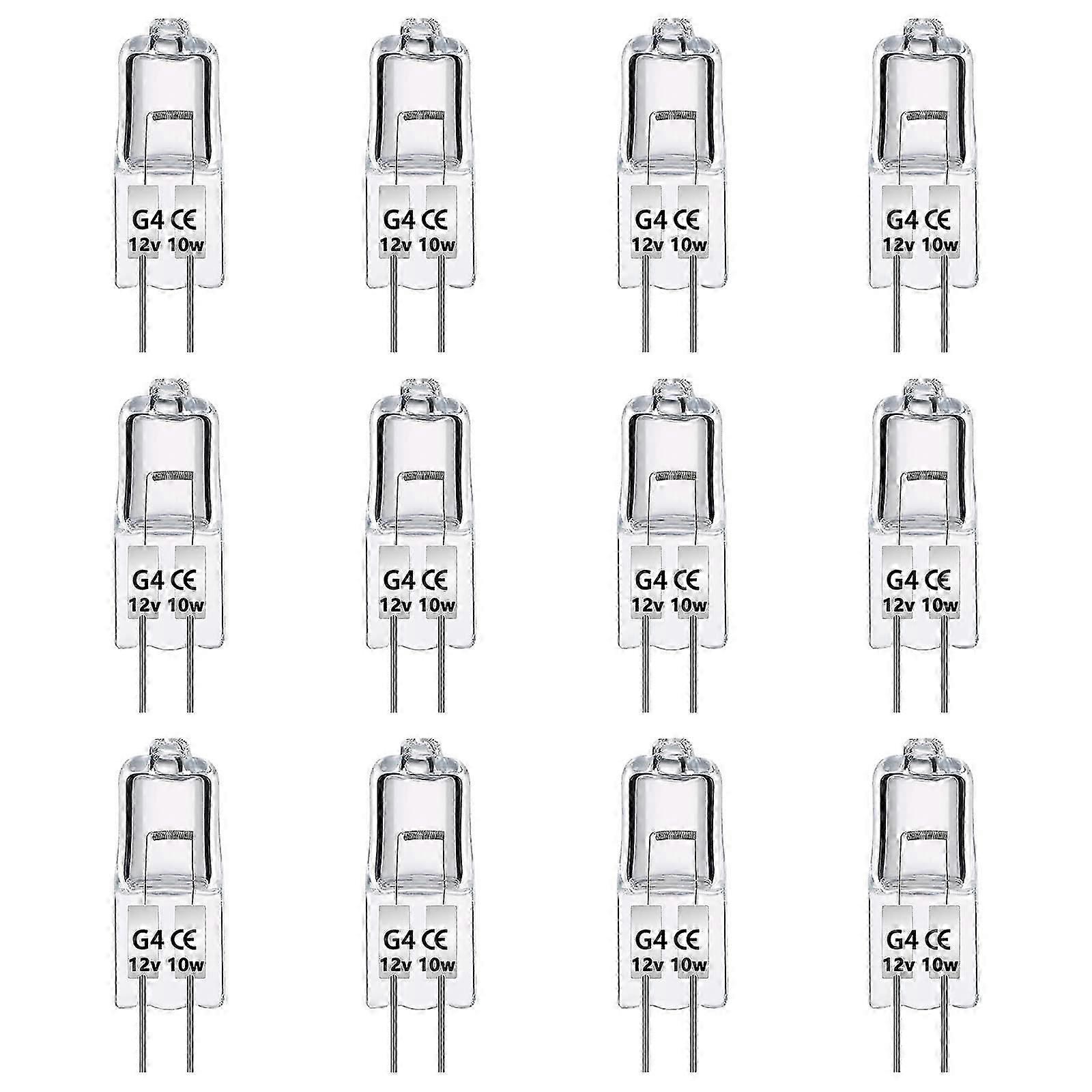 12 عبوة G4 لمبات هالوجين 10 واط 12 فولت عكس الضوء 2 دبوس مصباح لمبة ، كبسولة شفافة 2 دبوس قاعدة لإضاءة الطباخ