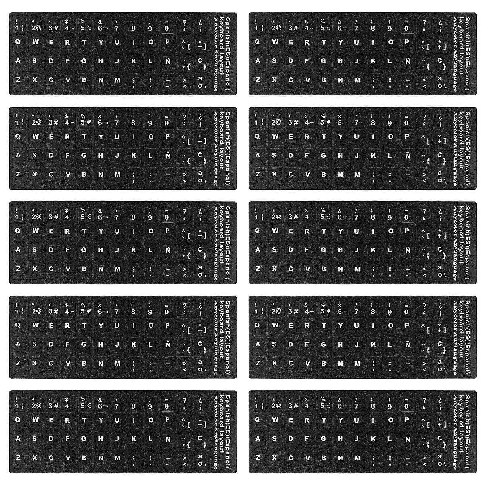 Universal Spanish Computer Keyboard Stickers for Protection 100 Sheets Black Laptop