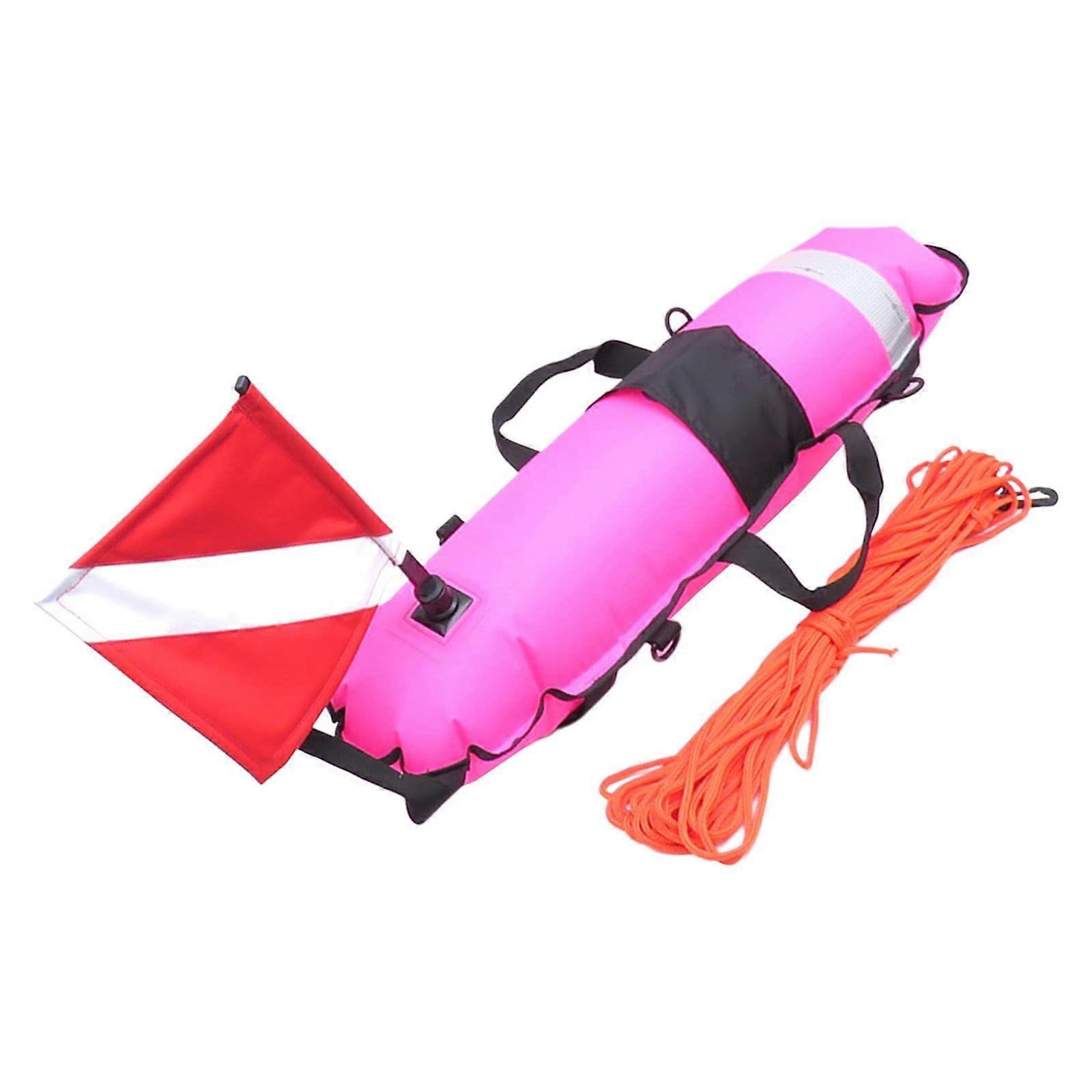 Freediving Buoy Float 25m Ropes, Pink, 83x25x25cm, Spearfishing And Diving Equipment