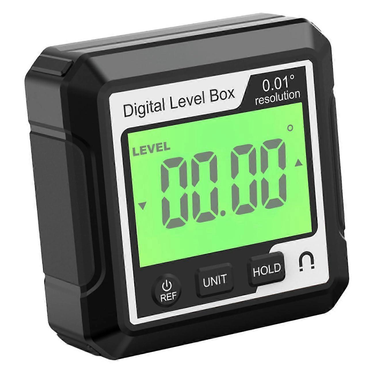 Digital Level Protractor Angle Gauge With Mini Magnetic Base 5.8x5.8 cm Black For Slope And Horizontal Measurements