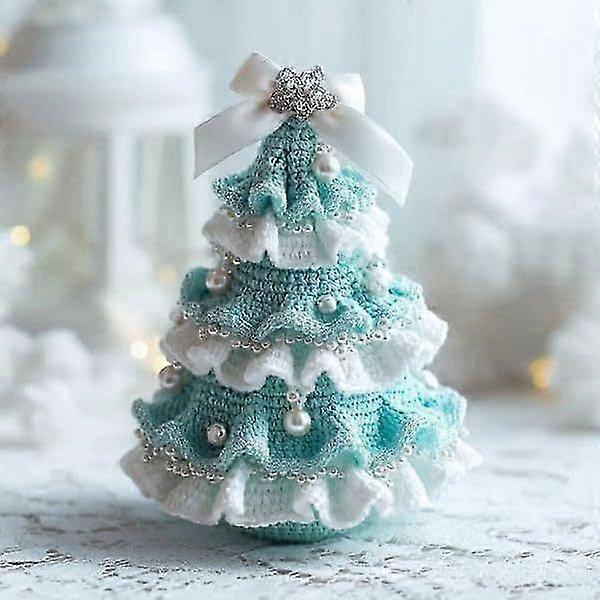DIY Handmade Crochet Christmas Tree Kit, Tree Bow Pearl Embellishment,Beginner Christmas Crochet Kit,Christmas Craft Kit with Yarn Hook Beads Instruct
