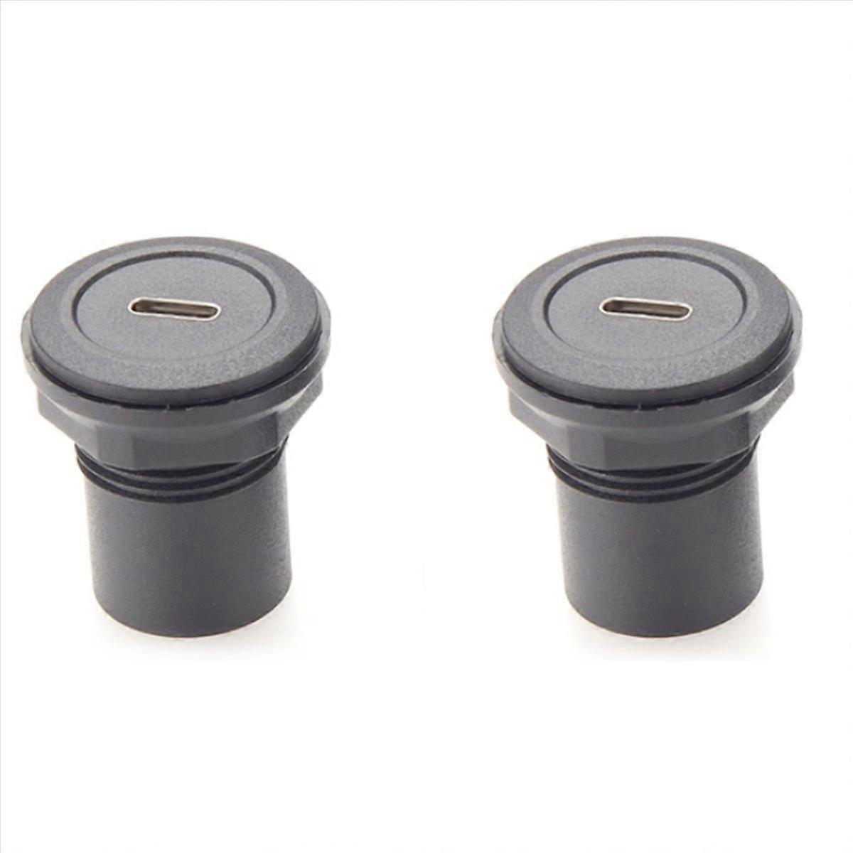 2pc 22mm USB Connector USB C Jack to USB C Jack Round Panel Mount Adapter USB 3.1 Panel Threaded Mou