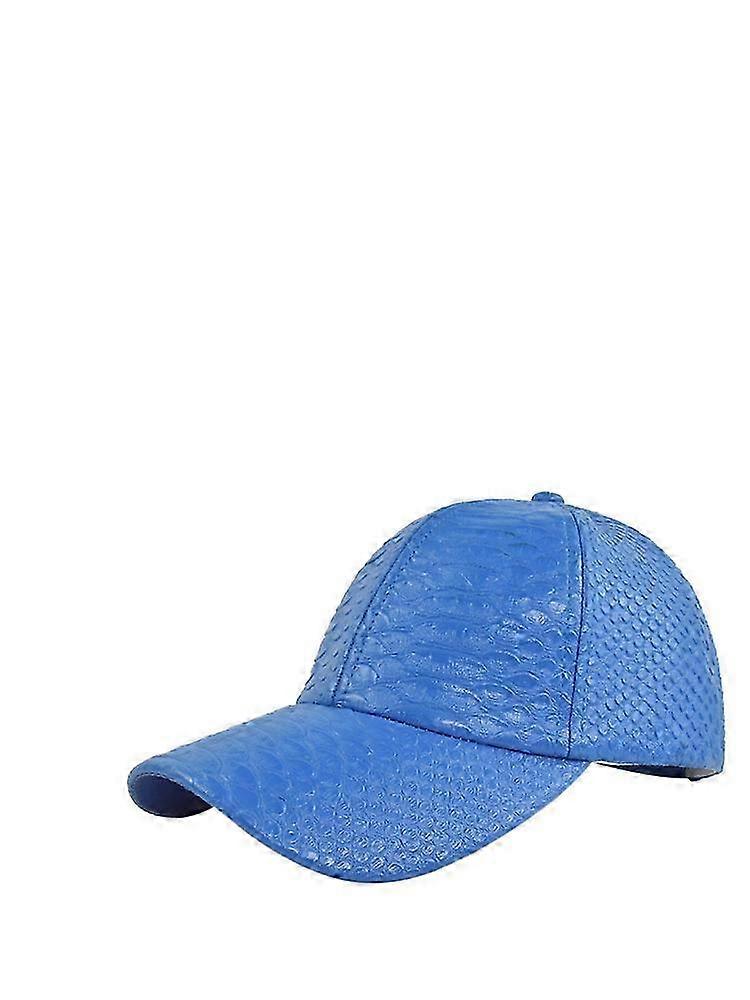 Plain Baseball Cap, Men Adjustable Structured PU Classic Baseball Cap Hat--Blue