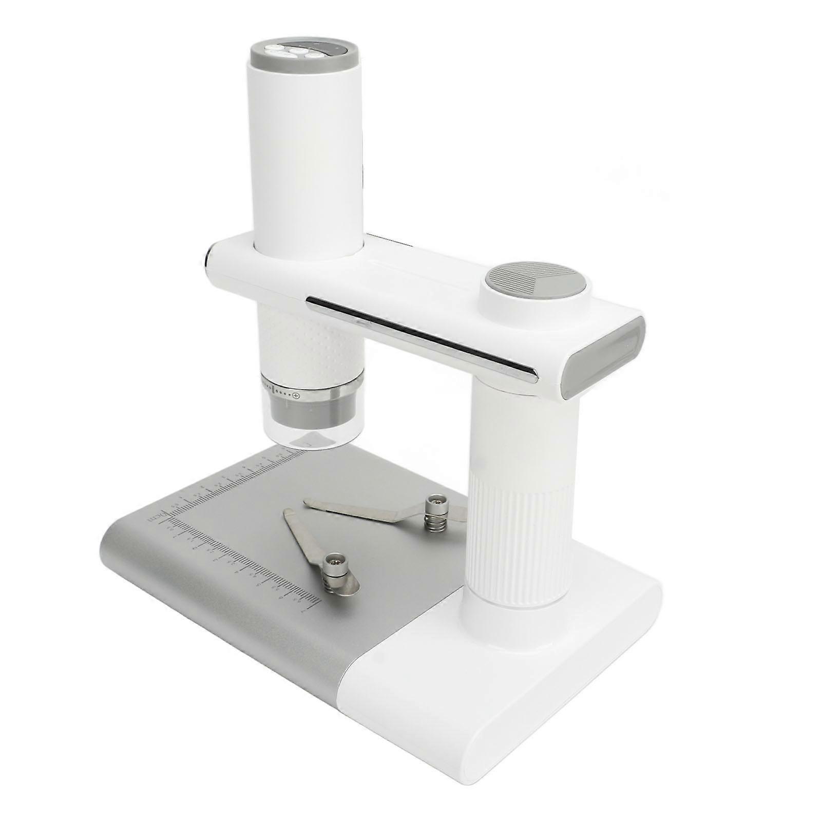 Wireless Digital Microscope 50‑1000X Magnification HD 2MP WiFi USB Microscopes Camera with 8 Adjustable LED and Stand White 