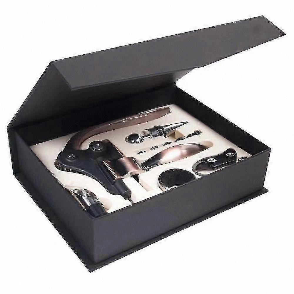 Corkscrew Set with Foil Cutter, Wine Stopper, Extra Screw, Drip Ring for Wine Bottles