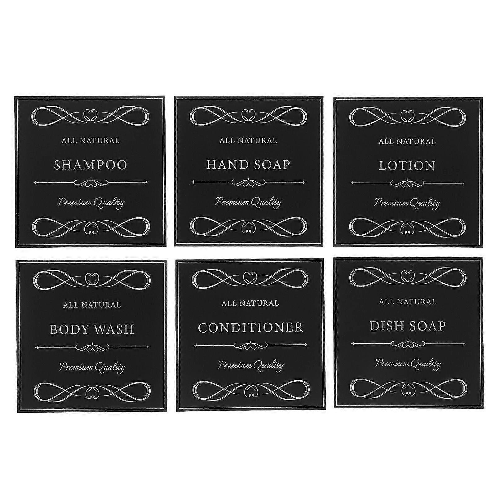 2025 6 Sheets of Waterproof Hand Soap Labels Stickers for Bathroom Bottles Easy to Apply and Remove Hand Soap Dish Soap, Shampoo and Conditioner Dispe
