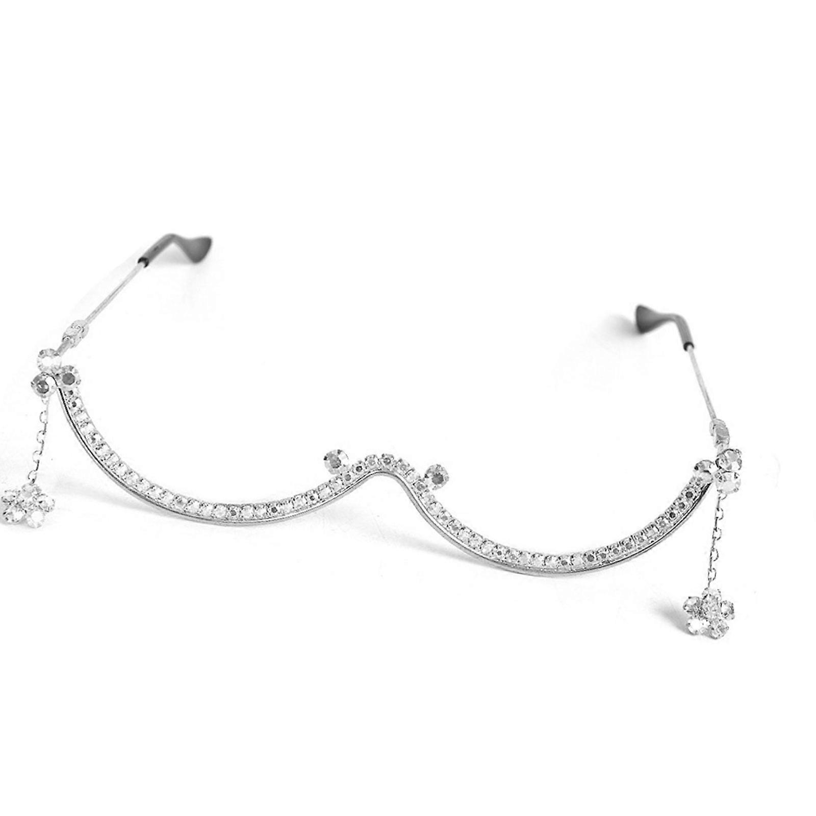 Fashionable Eyeglass Frame Shimmering Rhinestones Practical Metal Construction Ideal For Work Or Social Event Multicolor