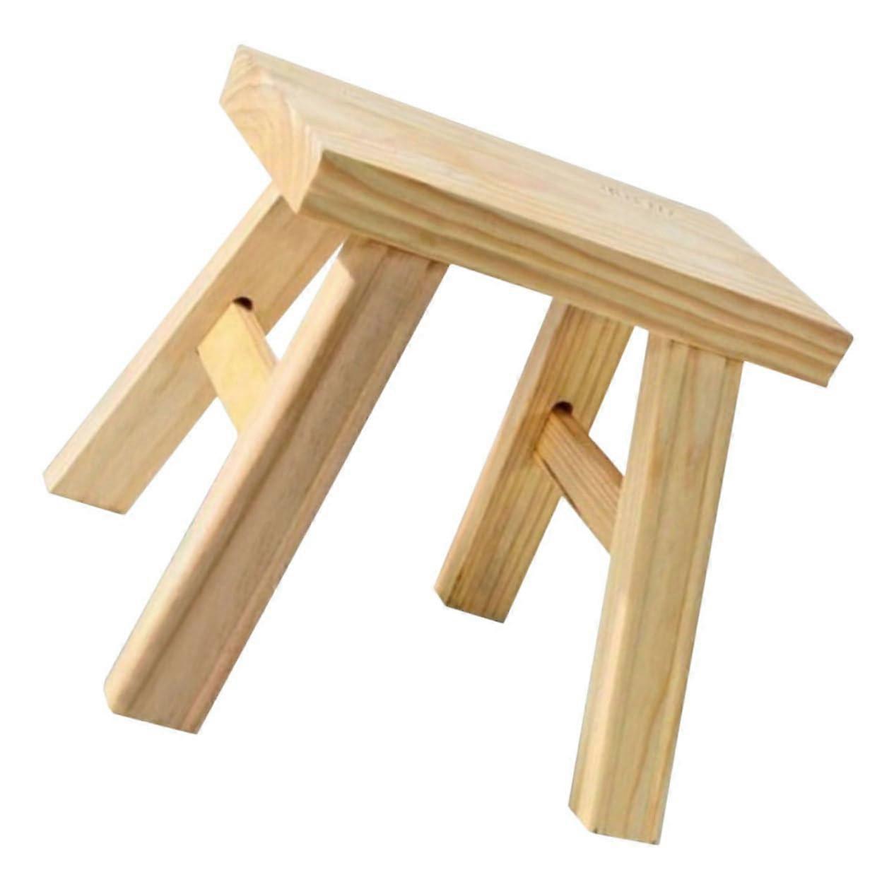 Wooden Stool NonSlip Low Step Stool for Shoe Changing and Bathroom Use Portable Wood Retro Design 12Inch Height