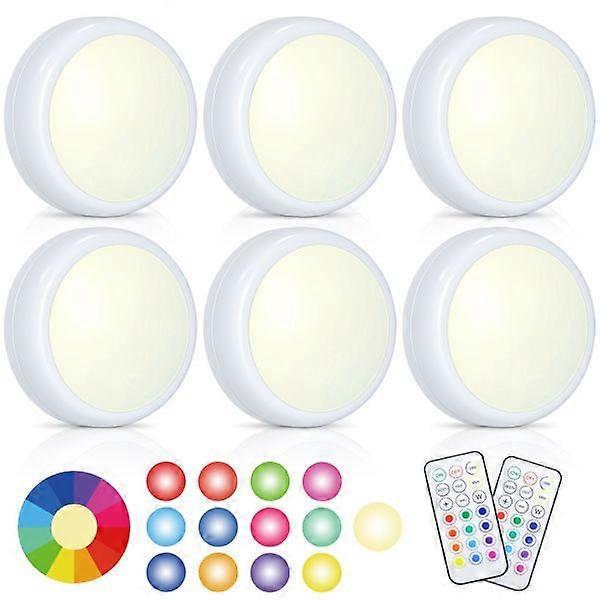 Focos LED, 6 unidades, con 2 mandos a distancia, diseo RGB, varios colores, blanco