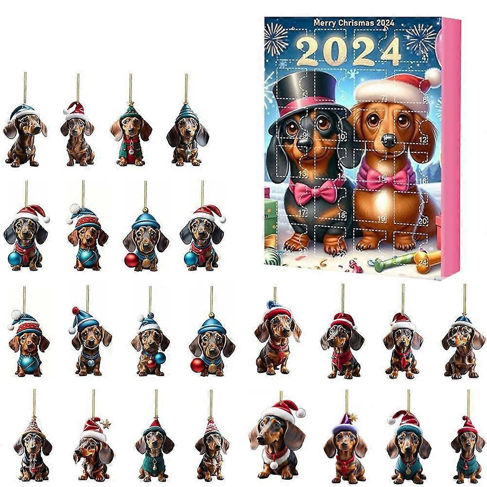 Dachshund Dog Advent Calendar 2024 Festive Countdown with Daily Surprises for Christmas Decor